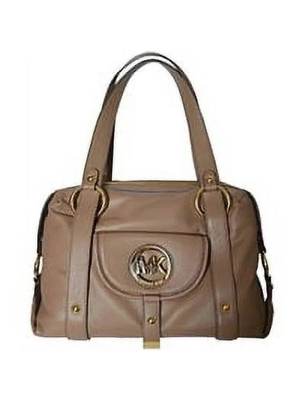 Michael Kors large Fulton neutral camel pebbled leather bag with dust bag